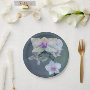 Plato De Papel Orquídeas en sombras de la púrpura