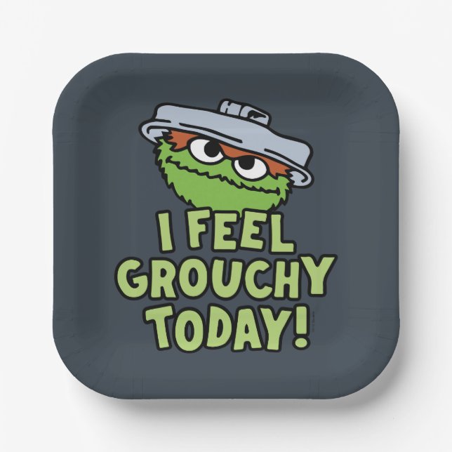 Plato De Papel Oscar el Grouch | Hoy Me Siento Grouchy. (Anverso)