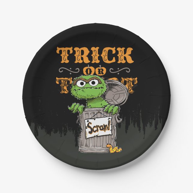 Plato De Papel Oscar el Grouch - Trick o Scram! (Anverso)