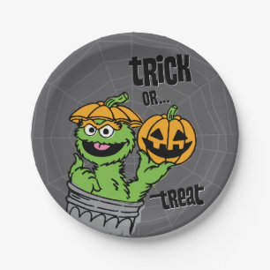 Plato De Papel Oscar el Grouch - Truco o trato