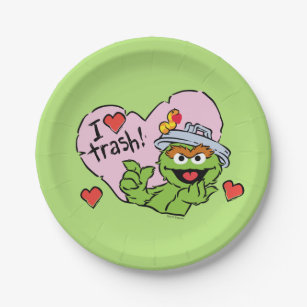 Plato De Papel Oscar "I love Trash" Valentine
