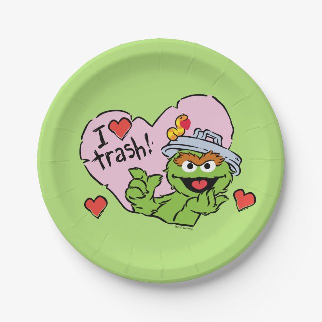Plato De Papel Oscar "I love Trash" Valentine (Anverso)
