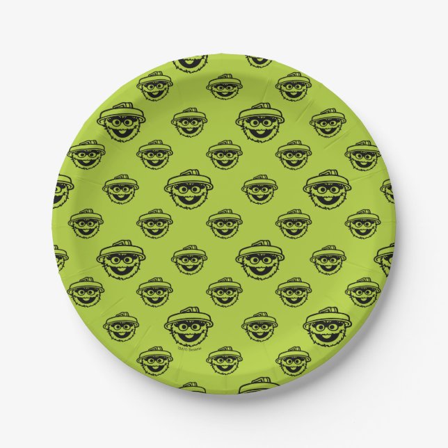 Plato De Papel Oscar the Grouch Green Pattern (Anverso)