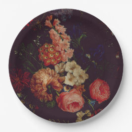 Plato De Papel Oscuro elegante Burgundy Moody Floral