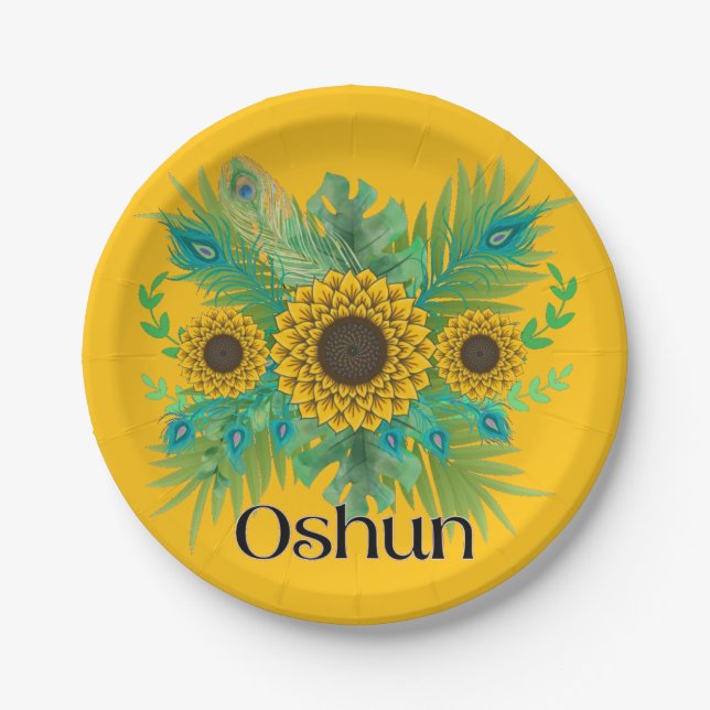 Plato De Papel Oshun Goddess Sunflowers (Anverso)