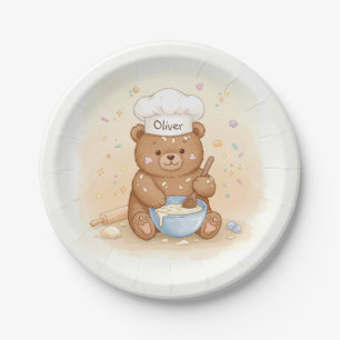Plato De Papel Osito Chef Adorable