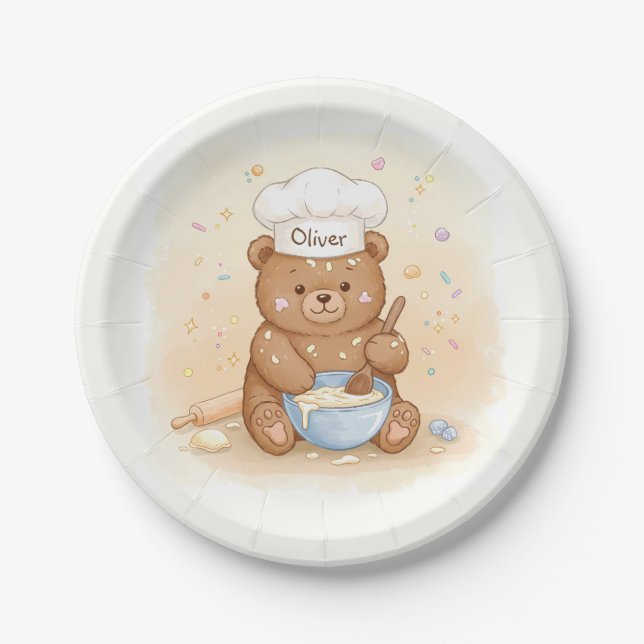 Plato De Papel Osito Chef Adorable (Anverso)