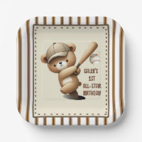 Osito de béisbol con raya de jonronero cumpleaños 