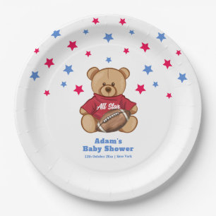 Plato De Papel Osito de peluche estrella del deporte Fútbol Baby