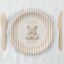 Osito de peluche y rayas marrones Baby Shower Apen