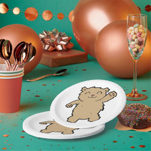 Plato De Papel Oso Adorable Sonriente Ondeando
