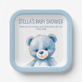 Plato De Papel Oso azul flufado