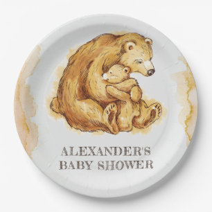Plato De Papel Oso Baby Shower personalizado