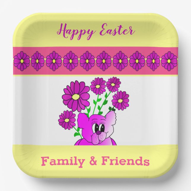 Plato De Papel Oso Brillante Y Colorido (Anverso)