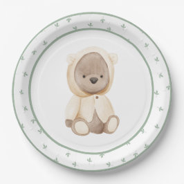 Plato De Papel Oso color de agua dulce en el Baby Shower Raincove