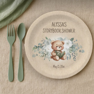 Plato De Papel Oso de cuento de hadas para baby shower