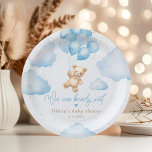 Plato De Papel Oso de peluche azul con globos de ducha de bebé<br><div class="desc">Oso de peluche azul con globos de ducha de bebé Papel Placas de papel disponibles.</div>
