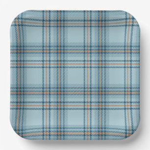Plato De Papel Oso de peluche clásico de cuadros escoceses, ducha