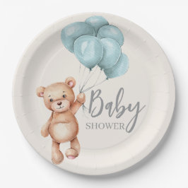 Plato De Papel Oso de peluche con globos