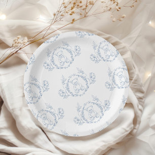 Plato De Papel Oso de peluche Elegante Chinoiserie Toile Ducha pa