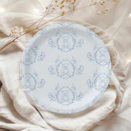 Plato De Papel Oso de peluche Elegante Chinoiserie Toile Ducha pa