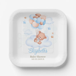 Plato De Papel Oso de peluche en el Baby Shower del cielo