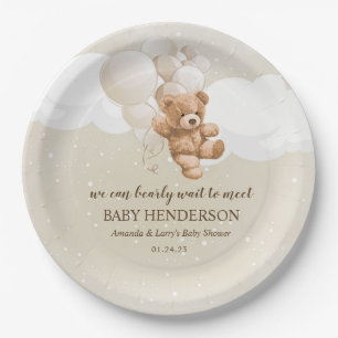 Plato De Papel Oso de peluche neutral Bearly Wait