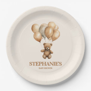 Plato De Papel Oso de peluche vintage Up Up Away género neutral