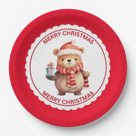 Plato De Papel Oso De Teddy Aburrido En Vacaciones De Navidades D
