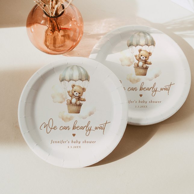 Plato De Papel Oso de Teddy podemos esperar la ducha de bebé (Subido por el creador)