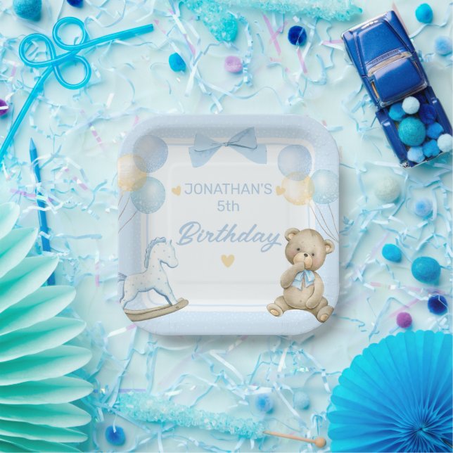 Plato De Papel Oso De Teddy Y Caballo De Roca (Fiesta)