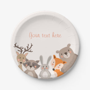 Plato De Papel Oso del Fox de los animales de la fiesta de