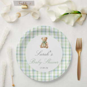 Plato De Papel Oso Elegante Baby Shower Niño