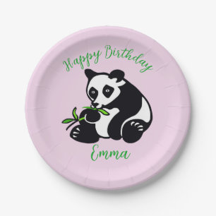 Plato De Papel Oso gráfico lindo PANDA - Feliz cumpleaños - Fiest