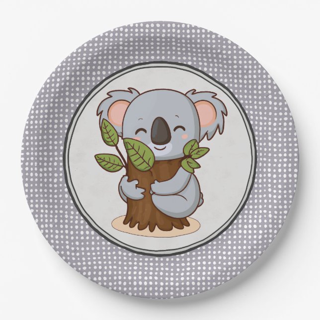 Plato De Papel Oso kaola de abrazo de árbol (Anverso)