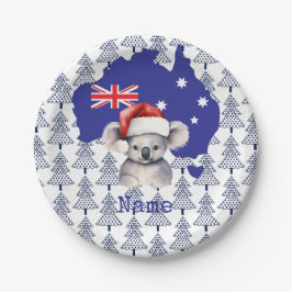 Plato De Papel Oso Koala en la bandera de Australia y árbol de Na