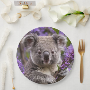 Plato De Papel Oso Koala Jacaranda Púrpura,
