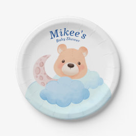 Plato De Papel Oso lindo en Baby Shower de nubes