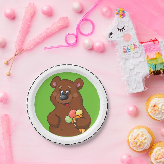 Plato De Papel Oso Marrón Con Helado (Subido por el creador)