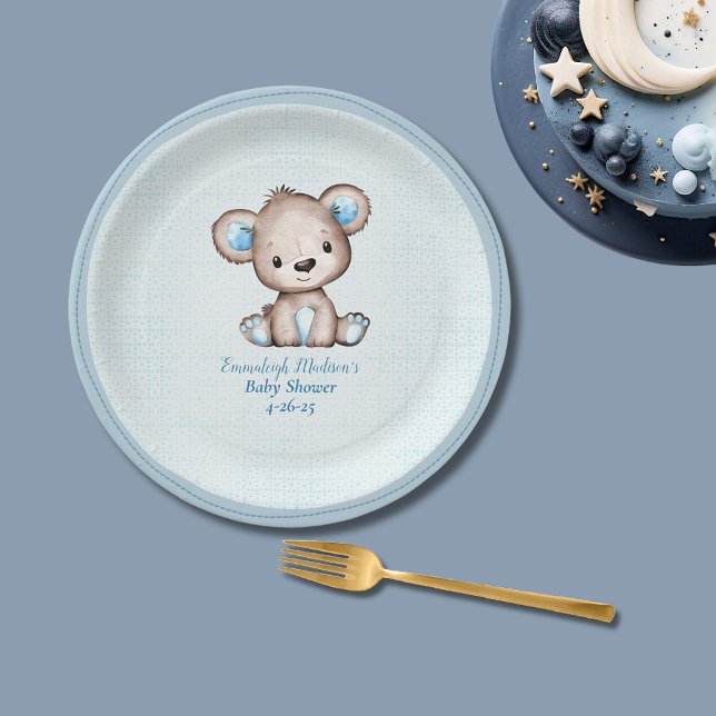 Plato De Papel Oso marrón lindo Azul (Subido por el creador)
