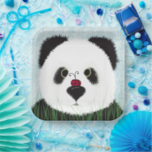 Plato De Papel Oso Panda Adorable