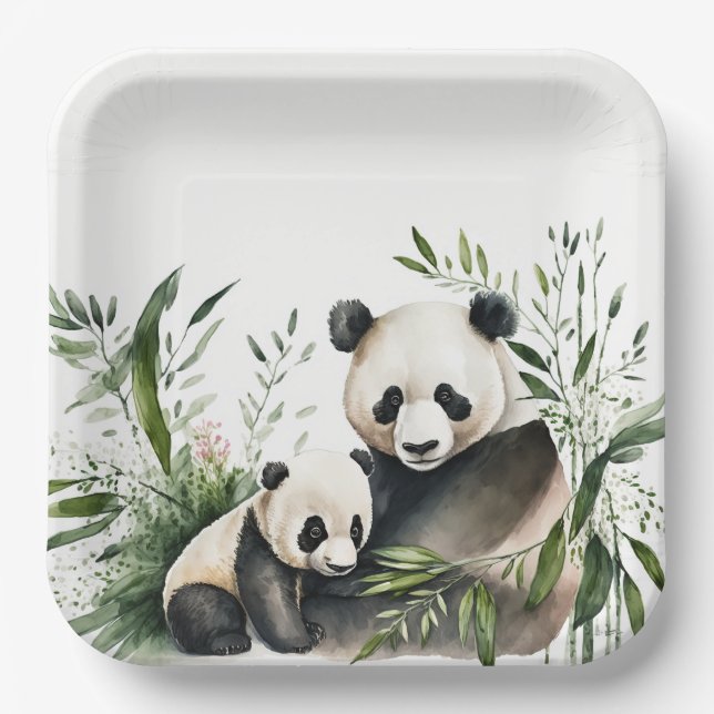 Plato De Papel Oso Panda Con Cubo (Anverso)