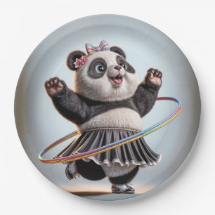Plato De Papel Oso Panda Con Hula Hoop De Arcoíris