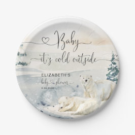 Plato De Papel Oso polar | Baby Shower forestal