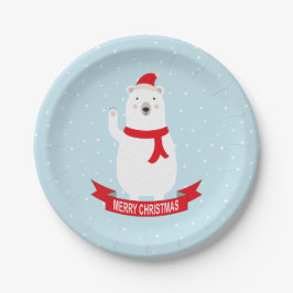 Plato De Papel Oso polar de Navidades curos