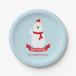 Plato De Papel Oso polar de Navidades personalizados