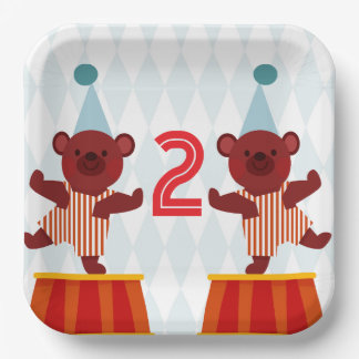 Plato De Papel Osos de peluche personalizados de circo Edad Cumpl