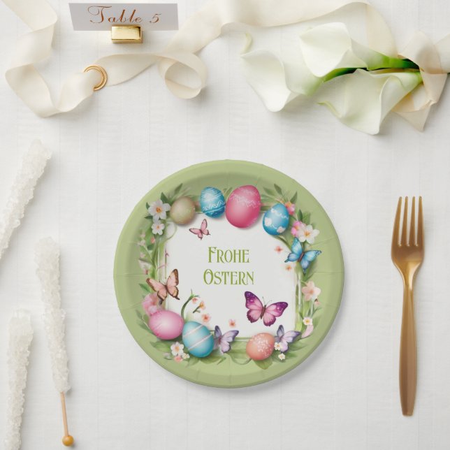Plato De Papel Osterkranz: Frohe Ostern - (Boda)