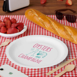 Plato De Papel Ostras y champán