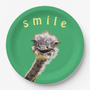 Plato De Papel Ostrich feliz -